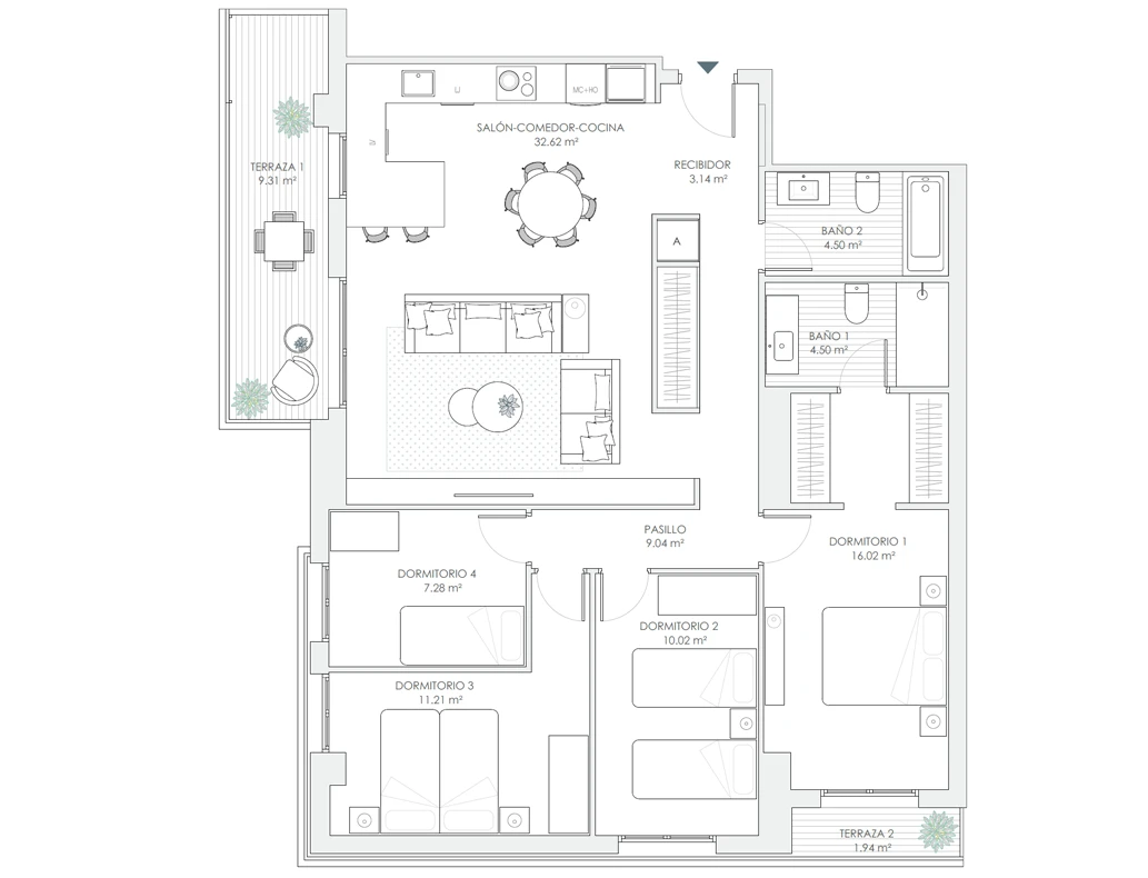 Vivienda 4 dormitorios